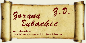 Zorana Dubačkić vizit kartica